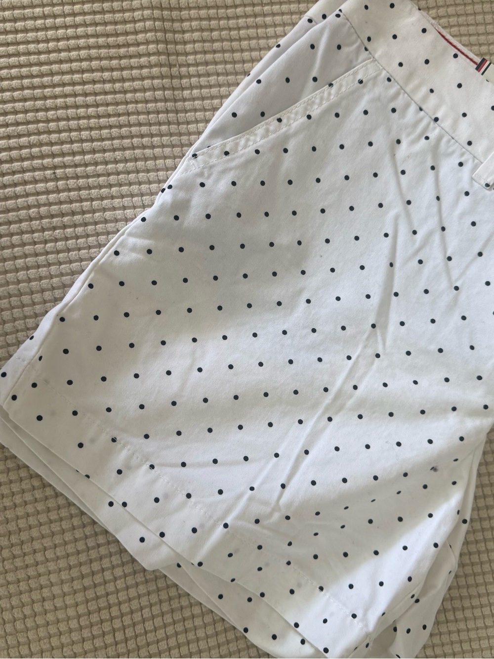 Tommy Hilfiger White Shorts with Navy Polka Dot Print